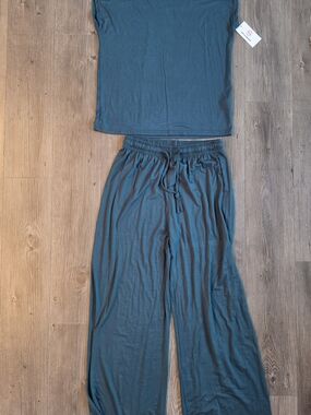 Relaxed Wide-Leg Pants - Teal